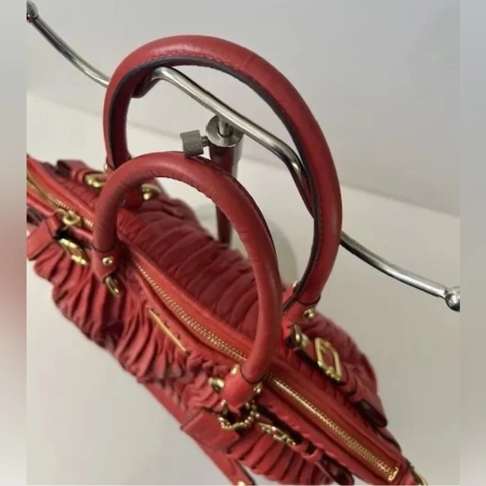 Coach Madison Red Leather Pleated Gathered Shoulder Bag F28541 EUC - Picture 11 of 16